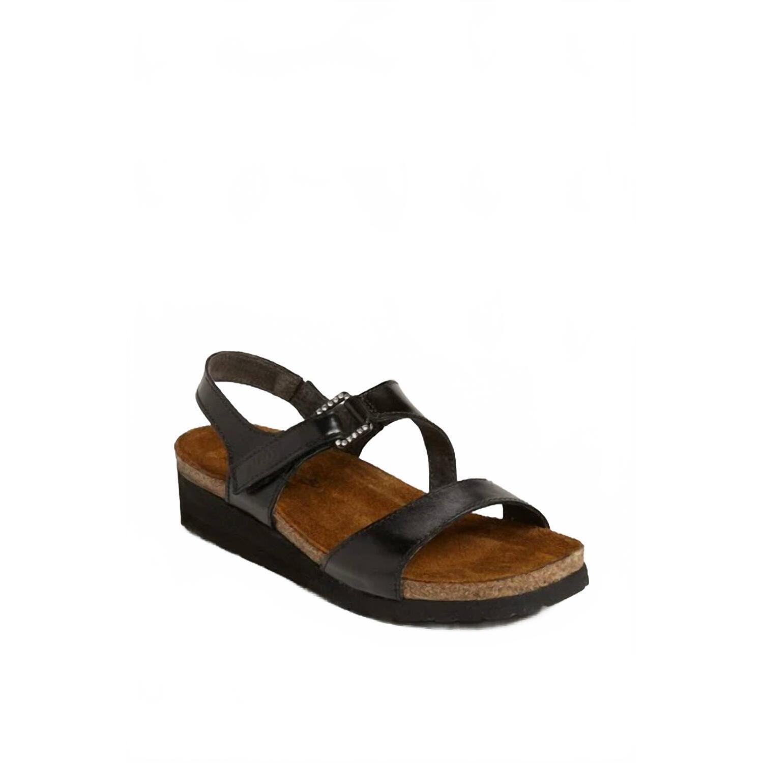 New Ayelet By Naot Women's Pamela Flat Sandal In Black Madras Leather